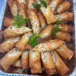 koi's chicken egg roll tray